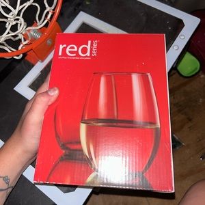 Red series set of four stemless wine goblets